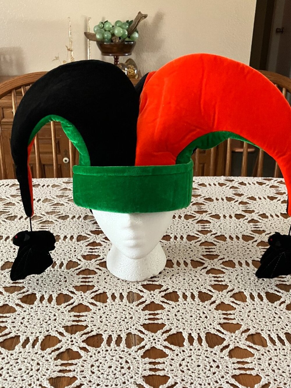 Vintage 1988 Chrisha Creations Plush Halloween Jester Hat with Bats